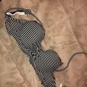 black and white bikini striped top